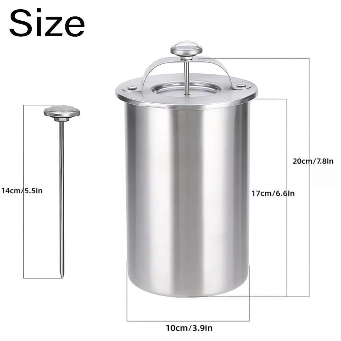 Stainless Steel Deli Meat Press with Thermometer, Food Grade Ham Maker for Healthy Homemade Deli, Sturdy Meat Presser for Kitchen and Camping