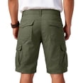 thumbnail image 3 of Homeyce Men's Cargo Shorts Elastic Waist Button Down Short Loose Fit Hiking Outdoor Lightweight Work Big & Tall Cargo Shorts Multi Pockets Twill Quick Dry Pants,Green L, 3 of 4