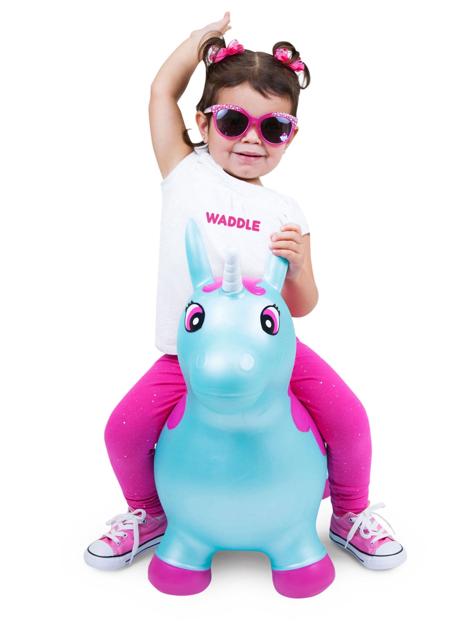 Waddle! Unicorn Bouncer! Inflatable Ride on Toy (Aqua Shimmer
