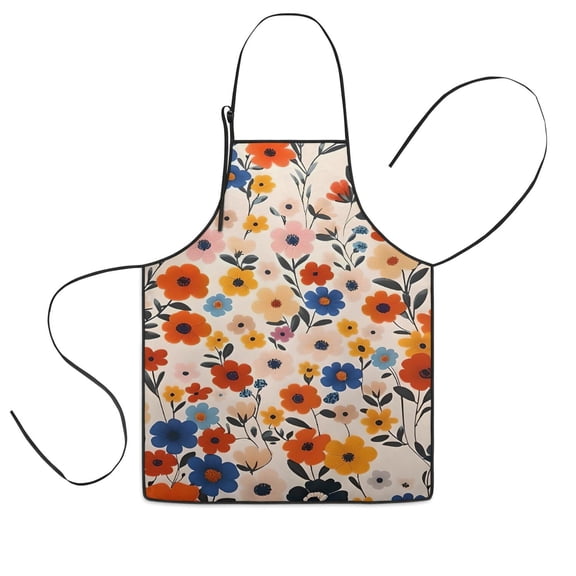 Pioneer Flower Floral Print Pattern Kids Aprons for Girls and Boys,Adjustable Neck Strap Toddler Aprons for Kids Cooking Baking