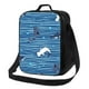 thumbnail image 1 of Disketp Sharks on White Blue Striped Bolsa Térmica Estampada para Almuerzo, Lonchera para Hombres y Mujeres Adultos, 1 of 7