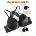 thumbnail image 2 of Exerin Women's Push Up Underwire Racerback Padded Convertible Front Closure Bra(32DD,Black), 2 of 5