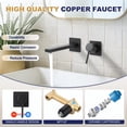 thumbnail image 6 of Wowow Solid Brass Single Handle Wall Mounted Bathroom Faucet with Rough-In Valve in Matte Black, 6 of 8