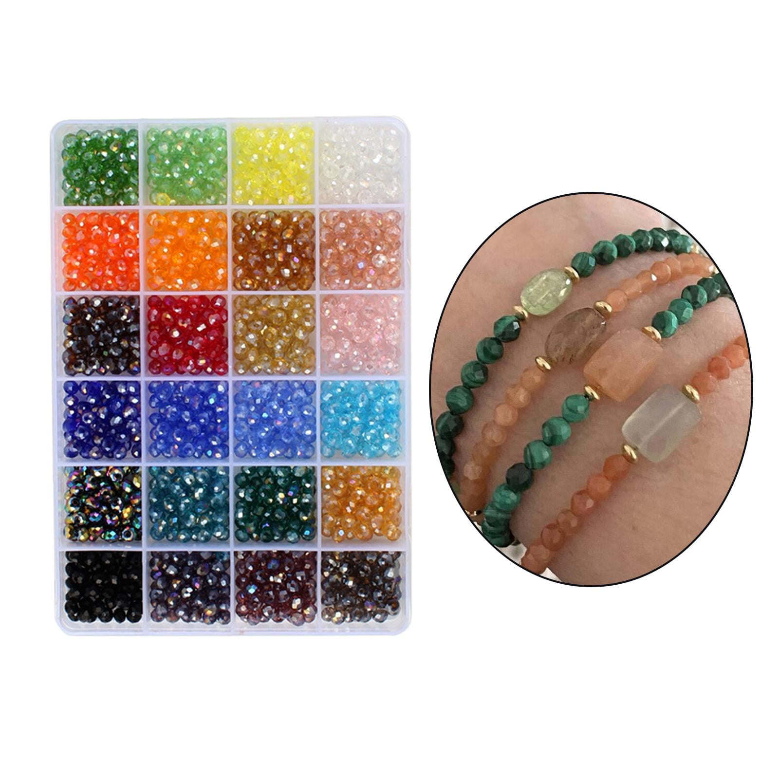 Milageto 1200PCS Glass Crytal Beads 6mm DIY Craft Round Beads Colorful Loose Spacer Beads