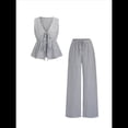 thumbnail image 1 of Conjunto de Dos Piezas de Verano para Mujer, con Estampado de Rayas, Sin Mangas, con Cordones, Camiseta Sin Mangas y Pantalones para Playa Negro M, 1 of 10