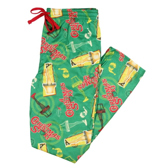 A Christmas Story Mens Green Leg Lamp Flannel Sleep Pants Pajama Bottoms S