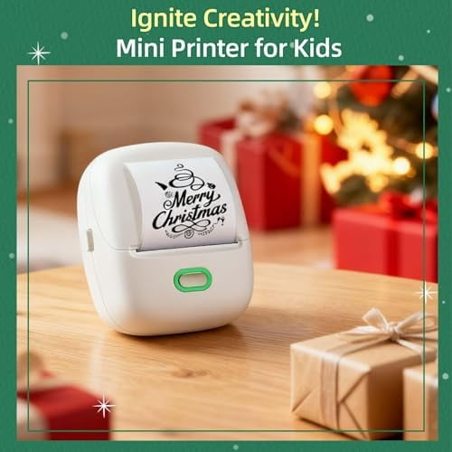 Tekola Sticker Printer Mini Printer S002 PrintPods Bluetooth Portable Sticker Maker with 1 Roll Paper Thermal Inkless Label Maker Machine Impresora Portátil Instant Print for Notes, Journal, DIY,