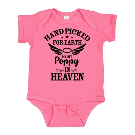 

Inktastic Handpicked for Earth by My Poppy in Heaven with Angel Wings` Gift Baby Boy or Baby Girl Bodysuit