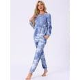 thumbnail image 2 of DARING DIVA Women's 2 Pcs Pajama Sets Kint Sweatshirt Sleepwear Blue Tie dye XL, 2 of 6