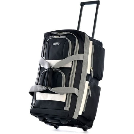 Olympia U.S.A. 22" 8-Pocket Wheeled Rolling Duffel Bag Water Resistant Luggage Lightweight for Travel, Black