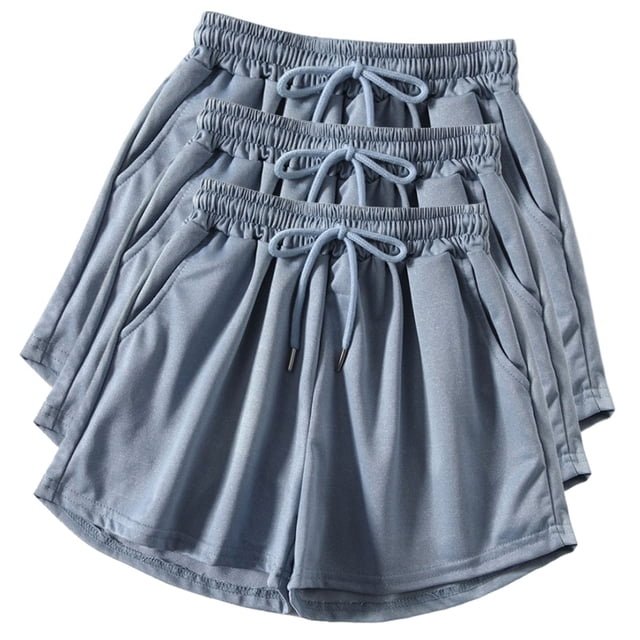AherBiu Shorts de Sport 3 Pcs pour Femmes Taille Haute Course Détente Été Décontracté Confortable