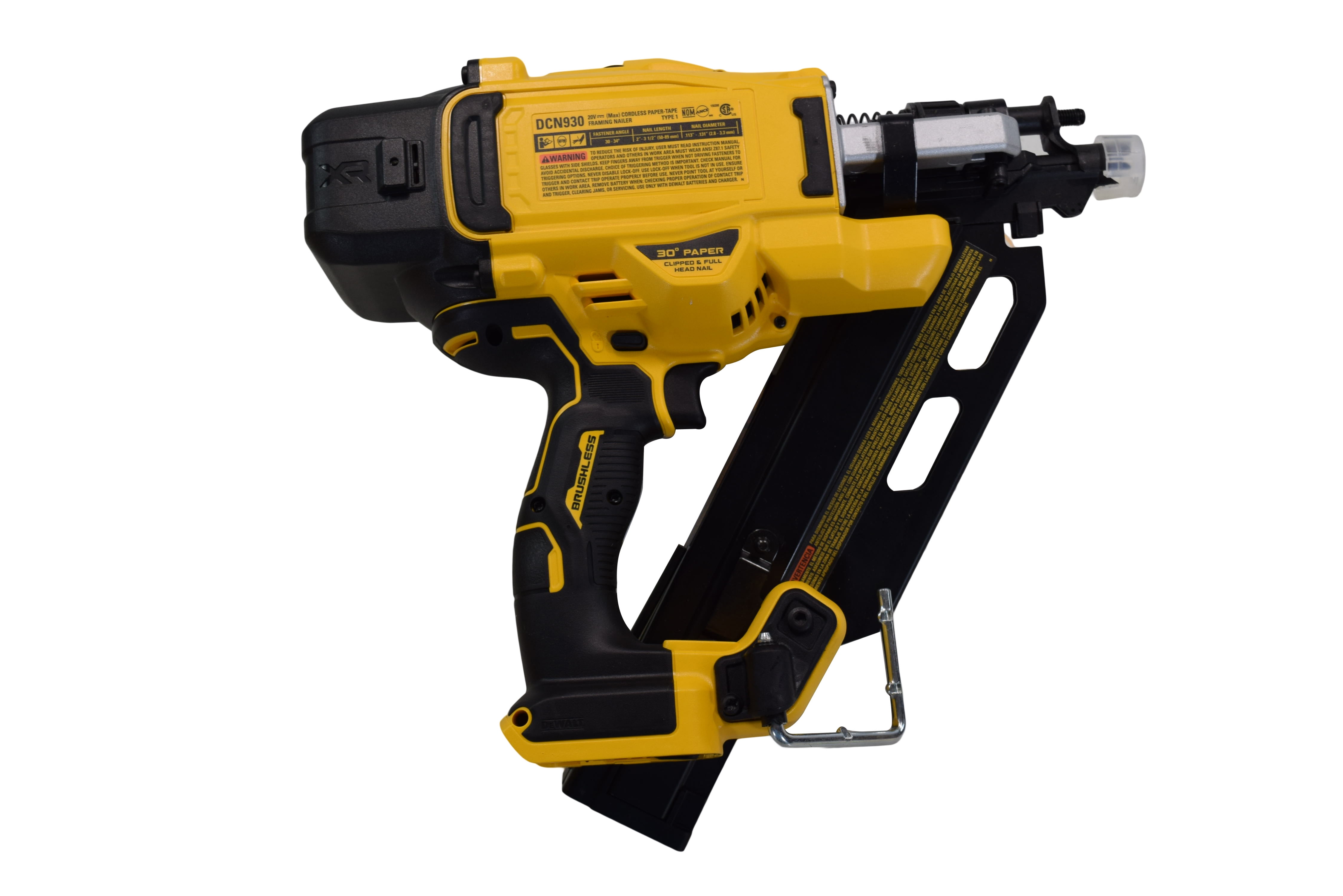 DEWALT DCN930B 20V MAX PNEUMATIC BRUSHLESS CORDLESS 30° PAPER TAPE FRAMING NAILER (TOOL ONLY)
