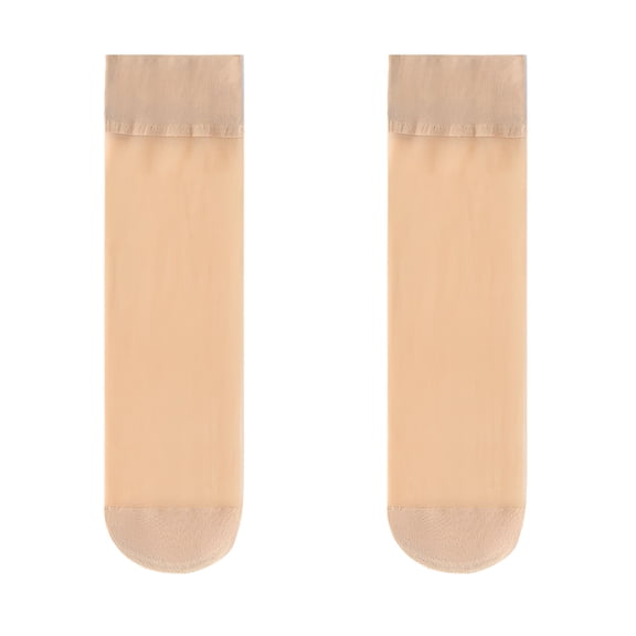 TELOLY 10 Pairs Women'S Sheer Socks Nude Stocking Summer Ultra Thin Cool See Through Silk Ankle Socks for Women Beige