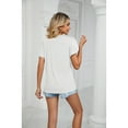 thumbnail image 3 of Anbech Women V Neck Lace Shirt Short Petal Sleeve Tshirt Casual Loose Summer Tee Tops, 3 of 8