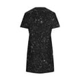 thumbnail image 4 of qucoqpe Womens Summer Casual T-shirts Dress Crew Neck Short Sleeve Pleated Flowy Sparkly Mini Dress Hawaiian Beach Sun Dress, 4 of 6