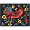 Dimensions Crewel Embroidery Kit 11"x14"-rooster On Black-stitched In Wool/thread
