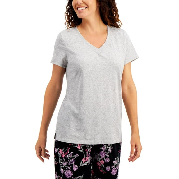 Charter Club V-Neck Pajama Top, Gray, X-Small