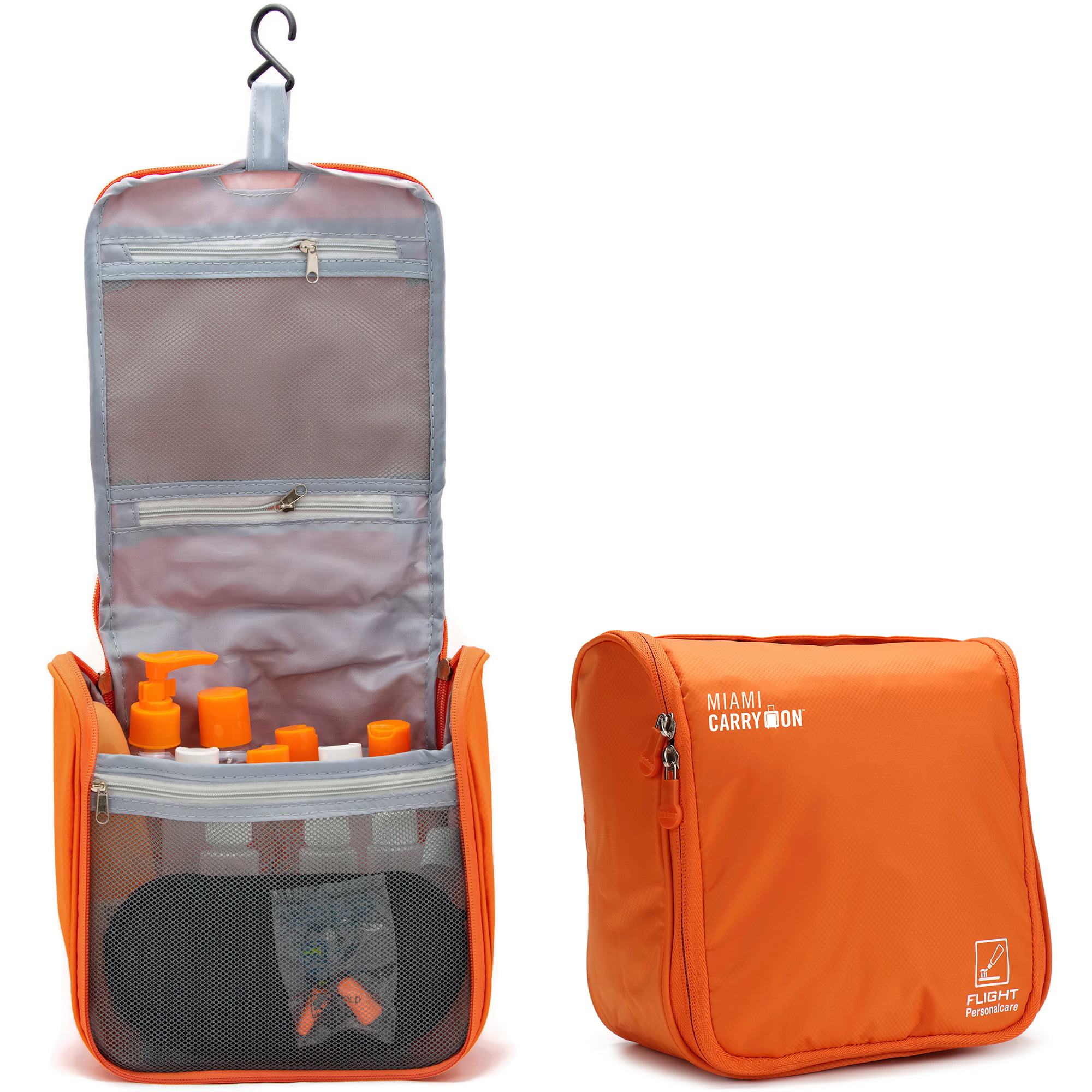 Miami CarryOn Water Resistant Hanging Toiletry Bag for Travel (Orange ...