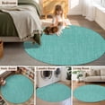 thumbnail image 6 of Teal Round Rugs 4ft, Farmhouse Burlap Solid Green Color Modern Linen Texture Non Slip Washable Rug Runner, Low Pile Indoor Floor Carpet Mat Bathroom Rugs for Living Room, Bedroom, Kids Room, 6 of 9