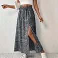 thumbnail image 5 of Lenago Skirts for Women Casual Summer Side Slit Print Elastic Waist Skirt Mid Cool Dress, 5 of 7