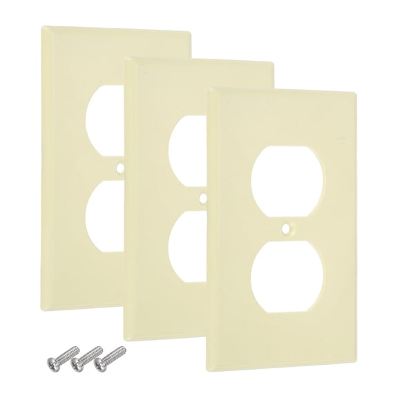 Uxcell 3Pcs Switch Plate Covers, Decorative ABS Outlet Cover, Paintable Electrical Wall Plug Light Switches Panel for Bathroom Bedroom Office, White(Duplex)