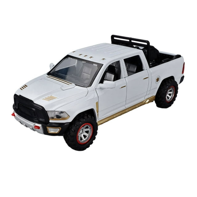 Vogacara 2 uds juguete de modelo de coche de aleación-pintura de protección del medio ambiente mano de obra Pickup sonido Ram aleación de Kits de construcción modelo blanco