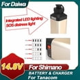 thumbnail image 2 of 7000mAH para Daiwa Tanacom 1000 500 Carrete Eléctrico Batería+ Cargador+ Cable de 0.4M + Bolsa+ Juego de Correa para Setecooda Shimano 1200MJ 800MJ con Luz Led SOS Aleación de Aluminio, 2 of 9