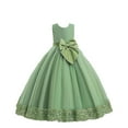 thumbnail image 1 of Robe à Paillettes pour Enfants, Robe pour Enfants avec Grand Nœud, Robe de Demoiselle d'Honneur pour Fille, Robe pour Enfants Vert Pâle 150/8 A-10 A, 1 of 7
