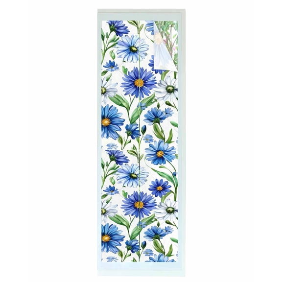 Window Privacy Film Blue Flower Stained Glass Window Film Decorative Sun Block Window Cover Gradient Daisy Floral Watercolor Plant Window Clings Static Adhesive Sticker for Bathroom 23.6"x78.7"