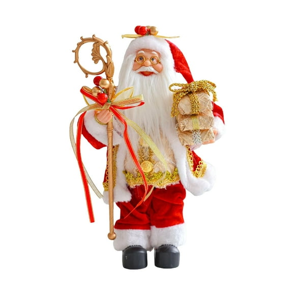 Tnarru Christmas Santa Claus Figurine, Desktop Ornament, Adornment Collectible Standing Santa Figure for Office Holiday Indoor Decor Style A