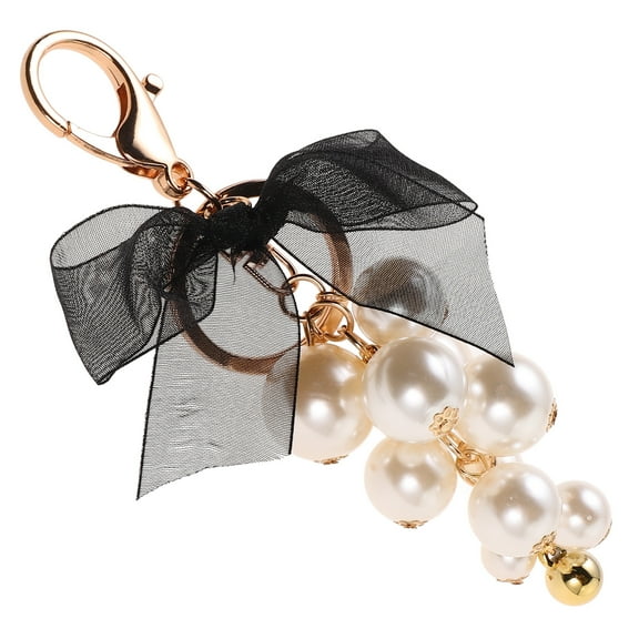 OUNONA Bowknot Keychain Pearl Bow Keychain Grape Shaped Keyrings Bag Purse Car Charms Keychain Ornament For Girls Women Wallet Keychains Accessories