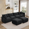 thumbnail image 3 of 130.7" Modular Sectional Sofa with Movable Ottoman, U-Shaped Couch with 2-Layer Seat Cushions, 4-Seater Comfy Cloud Couch for Living Room, Black, 3 of 9