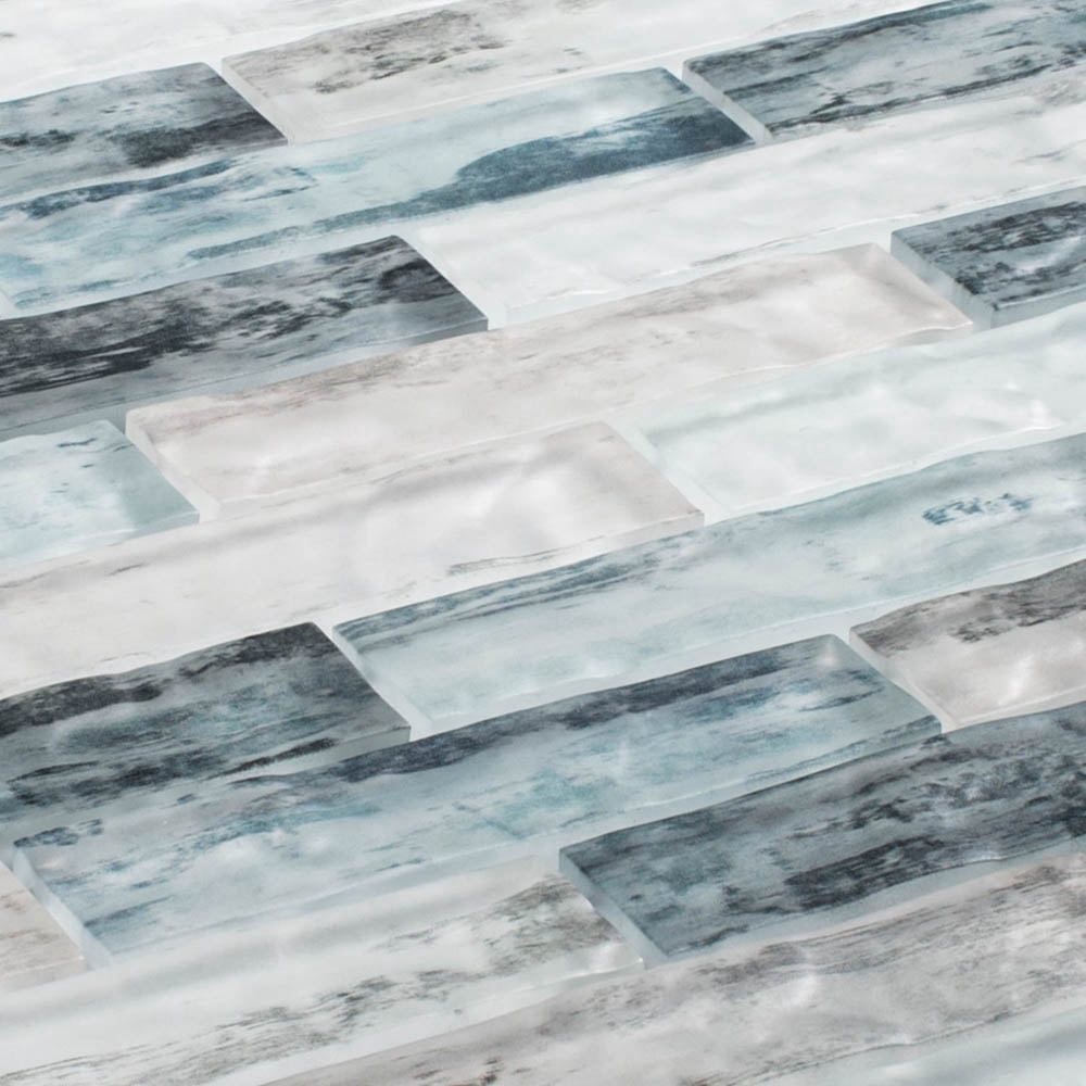 Giovan Islandia Blue 1-in. x 4-in. Brick Joint Matte Glass Mosaic Wall and Floor Tile