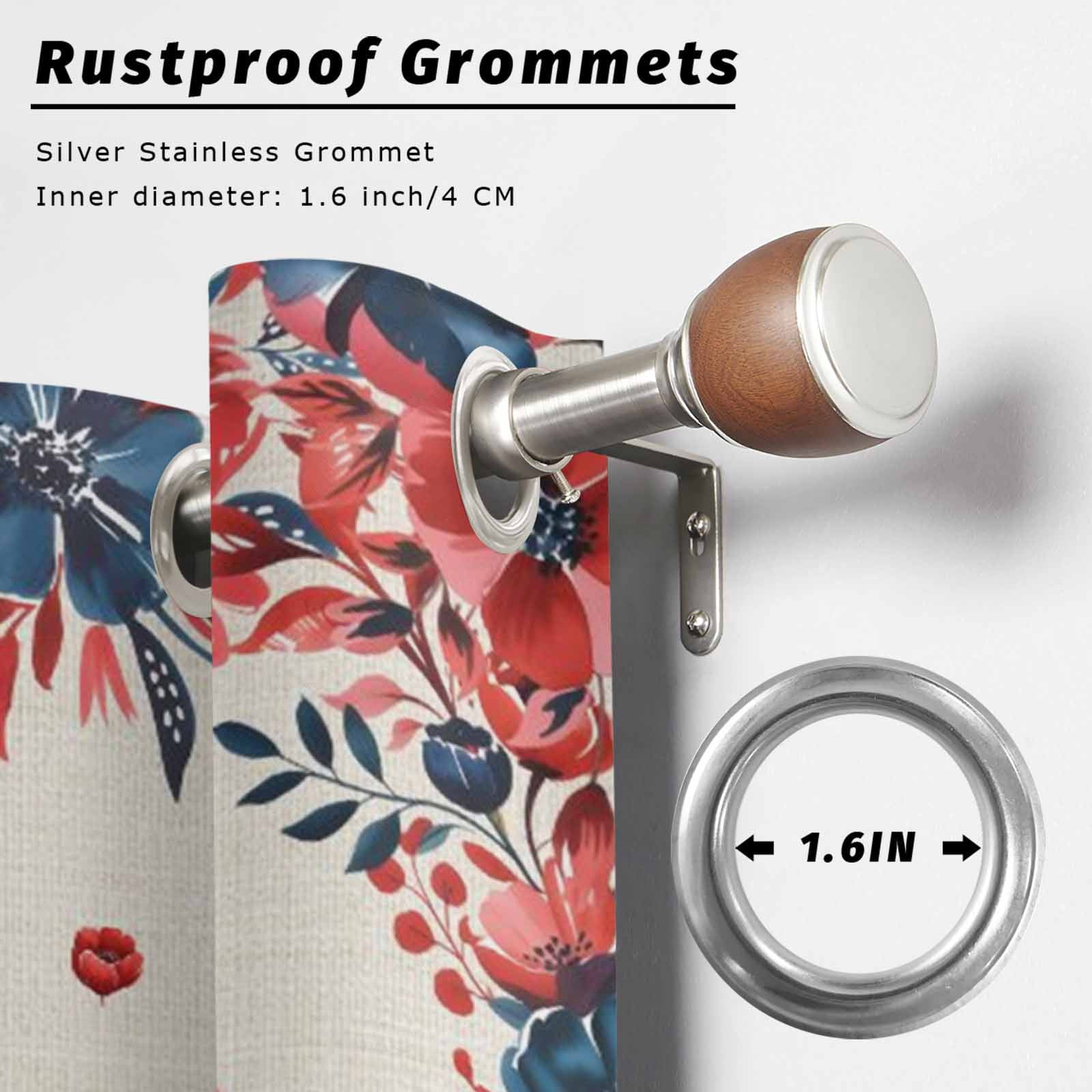 Independence Day Outdoor Curtains for Patio, Vintage Gnome Red Blue Navy Flower U.S. Flag Sunshade Privacy Drapes Grommet Waterproof Outside Curtains for Porch/Cabana/Balcony 54"x 108", 1 Panel