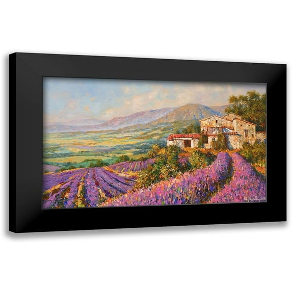 Obuchovsky, Yury 18x12 Black Modern Framed Museum Art Print Titled - Provence-Lavender Fields