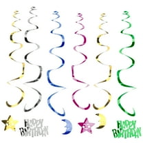 GOOHOCHY Birthday Swirl Hanging Decorations Made of PVC with Silver Color for Party Decoration 6pcs