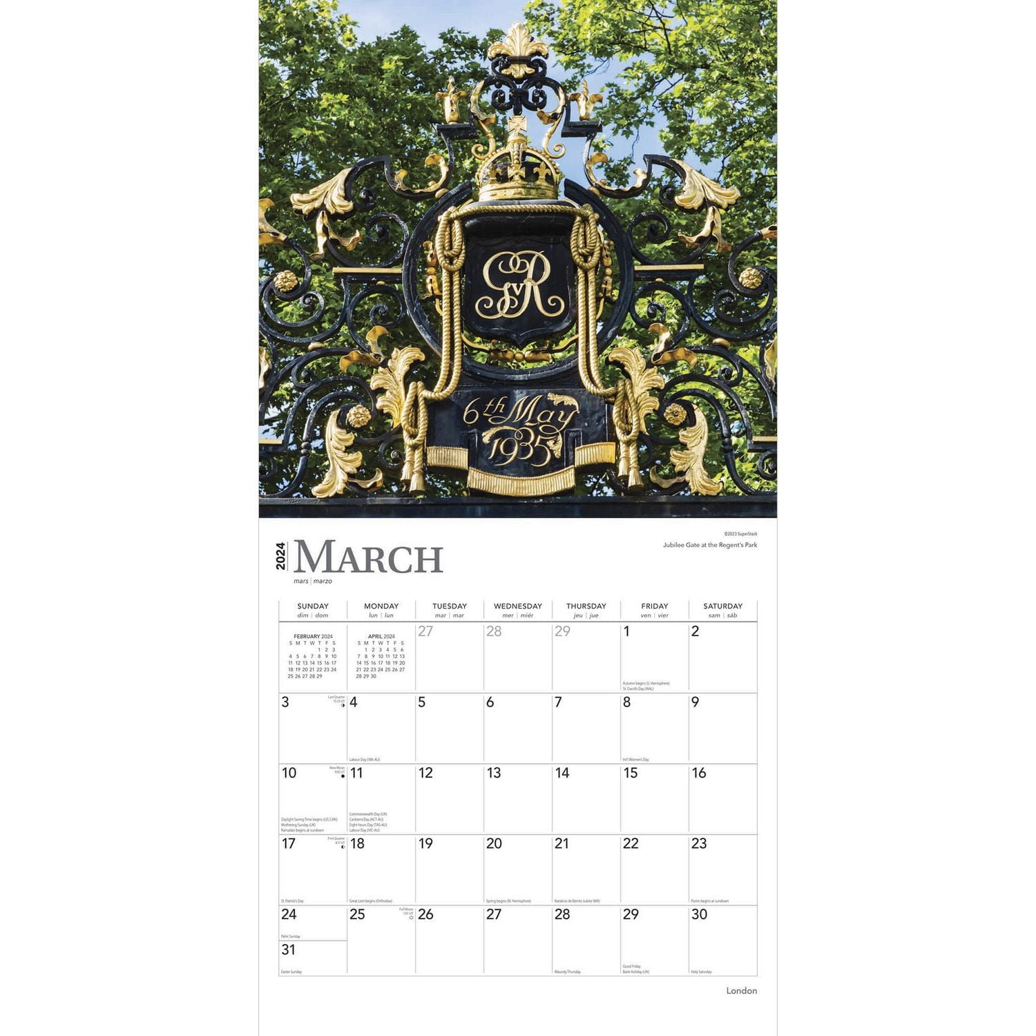 BrownTrout London 2024 12x24 Inch Square Wall Calendar, 9781975463724