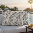 thumbnail image 4 of Vintage Grey Flower Outdoor Waterproof Pillow Covers, Farmhouse Botanical Floral Retro Decorative Rectangle Throw Pillowcase Sofa Cushion Sham for Patio/Couch/Chair, 20"x12" 2 Pack, 4 of 8