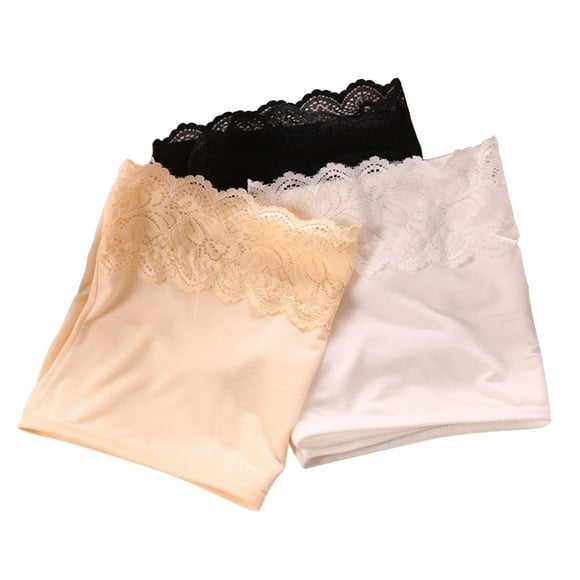 3pcs Women's Lace Strapless Seamless Stretchy Bandeau Tube Bra