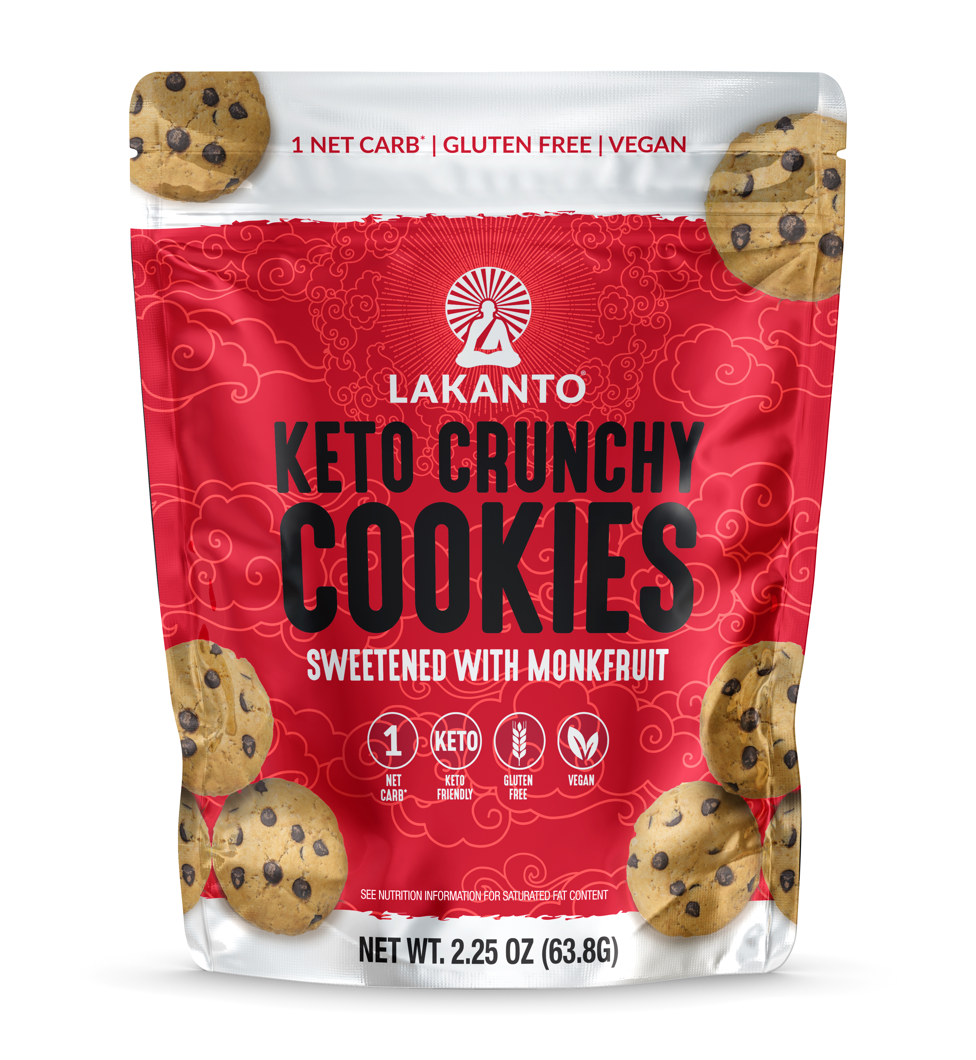 Lakanto Keto Crunchy Cookies - Mini Chocolate Chip Cookies, Sugar Free, Sweetened with Monk fruit, Vegan, Gluten Free, Keto Diet Friendly, 1 Net Carb, Cocoa Butter, Snack (2.25 oz - Pack of 6)