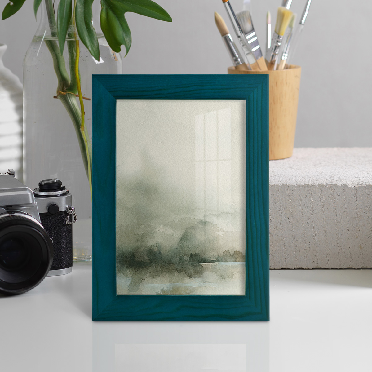Heavy Fog I - Framed Print w/glass - Ocean Blue