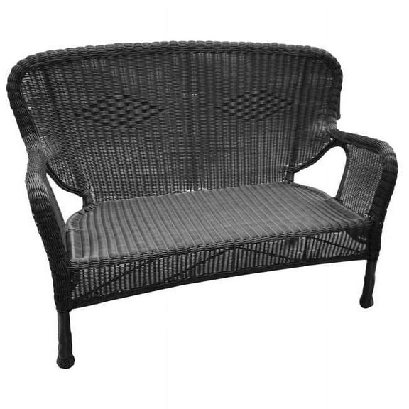 Windsor Wicker Patio Love Seat, Black
