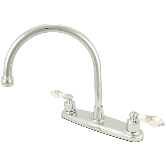 PlumbUSA Kitchen Deck Faucet, Brass Built in Chrome Finish, Controlled by Washerless Cartridges