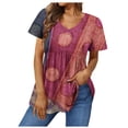 thumbnail image 2 of Fiudx Camisas para Mujer Top Casual de Manga Corta con Cuello En V y Estampado Degradado para Mujer, 2 of 5