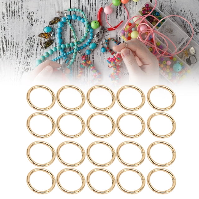 20 Pcs Round Snap Buckle, Copper Round Clips Hook Trigger Spring O Rings for DIY Jewelry, Keyrings, Necklaces, Luggage Bags, 40x30x5mm