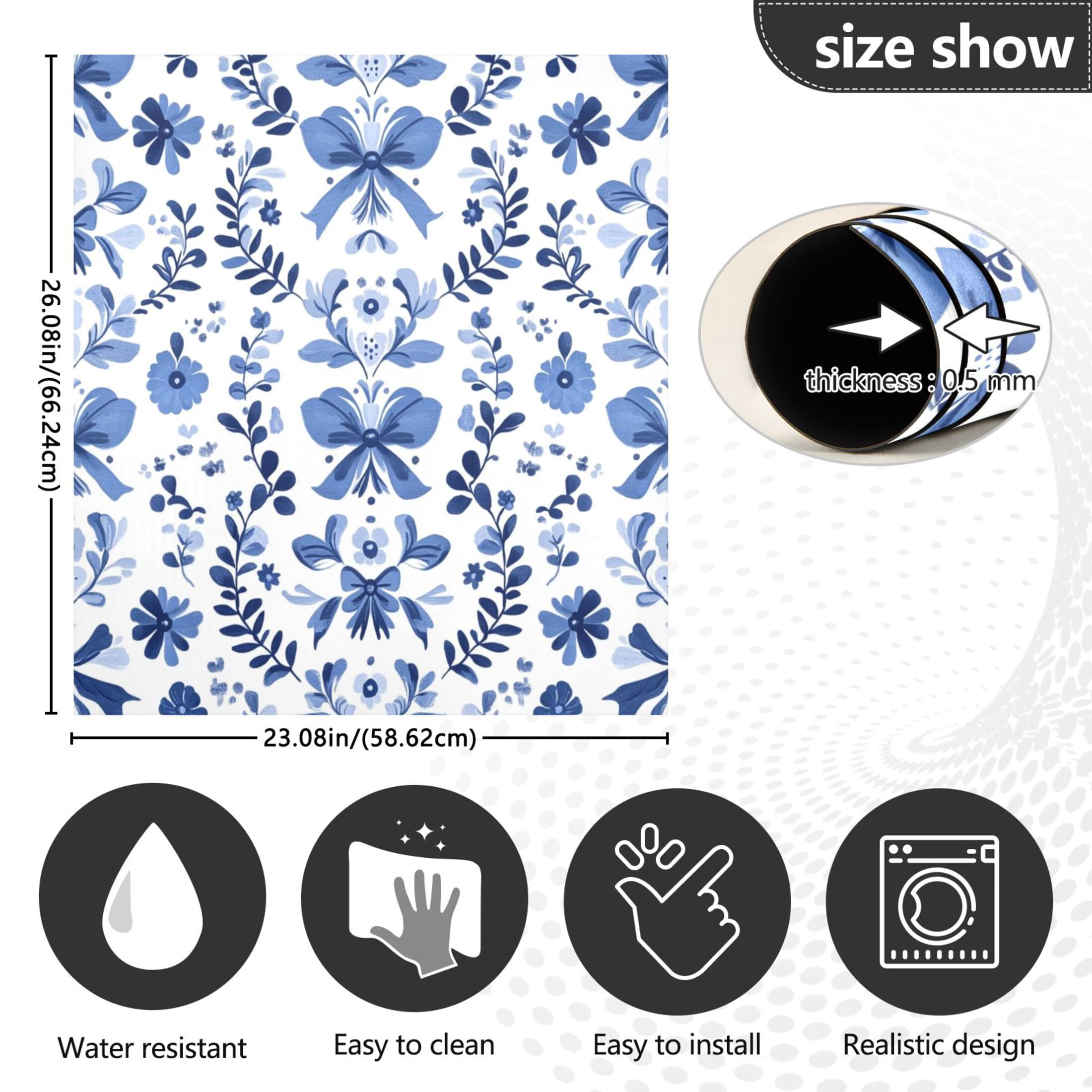 Dishwasher Magnetic Sticker 23x26 Inch Refrigerator Magnetic Sticker Washing Machine Magnetic Sticker Kitchen Panel Magnetic Sticker Home Decor Blue Bow