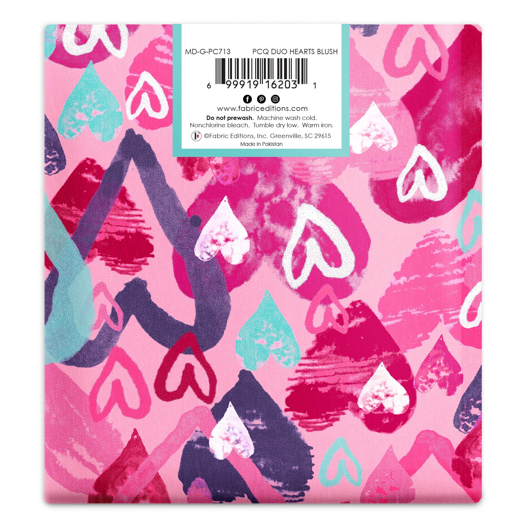 Create It 18"x21" Cotton Hearts Precut Sewing & Craft Fabric, Pink 10 Pieces