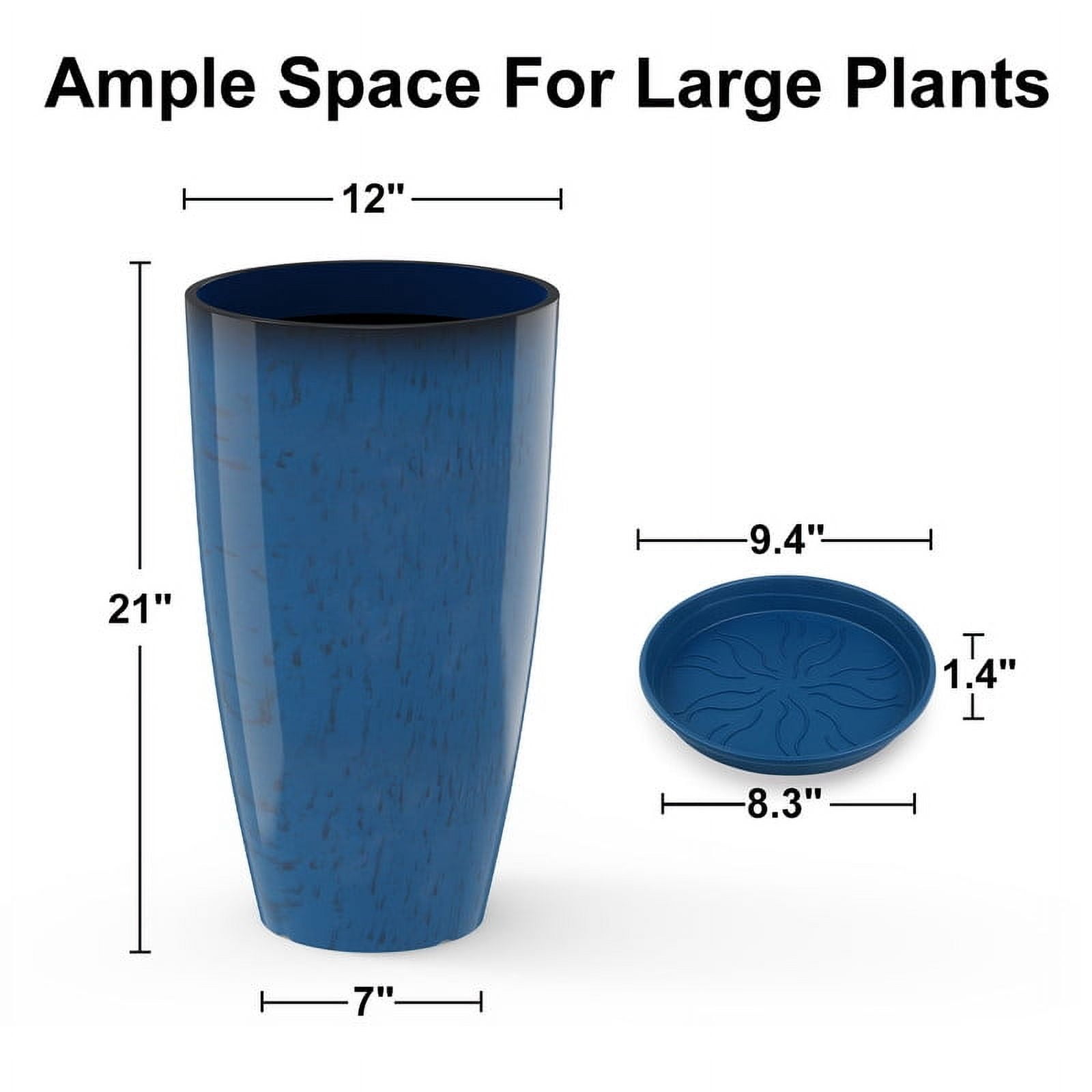 DUNCHATY 21" Extra Wide Decorative Planters – Lightweight Fiberclay Outdoor Pots for Large Plants, UV/Frost Resistant, Modern Décor for Porch, Deck & Urban Gardens(Navy Blue)