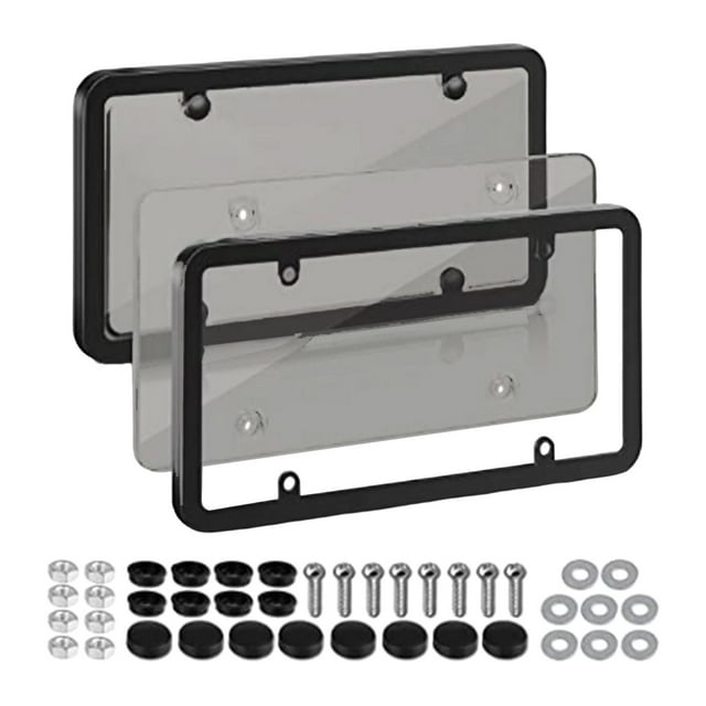 Marco de placa de matrícula estadounidense universal, placa de matrícula, con tornillos, accesorio automático de 6 pulgadas x 12 pulgadas para vehículos con etiquetas delanteras y Gris Salvador marco de matrícula
