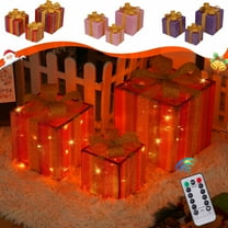 kladzum Christmas Decorations Christmas Light Box Remote Control Set Of 3 LED Gift Box Decoration Outdoor Elevated Christmas Box Gift Decoration Indoor Outdoor Terrace